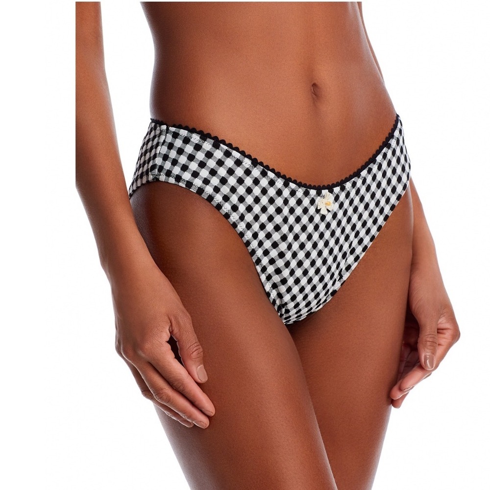 Solid & Striped The Daphne Bikini Bottom Blackout Gingham Lace Daisy Medium NEW